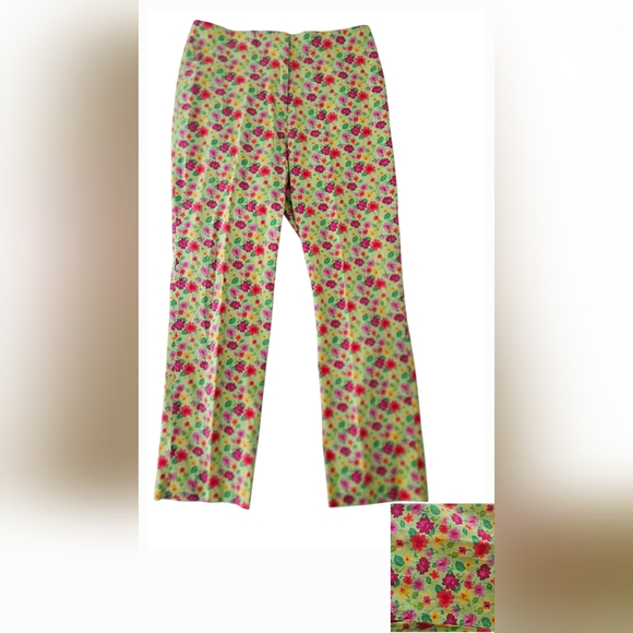 Chelsea Studio Pants - CHELSEA STUDIO Green Floral Cropped Pants | SZ 8